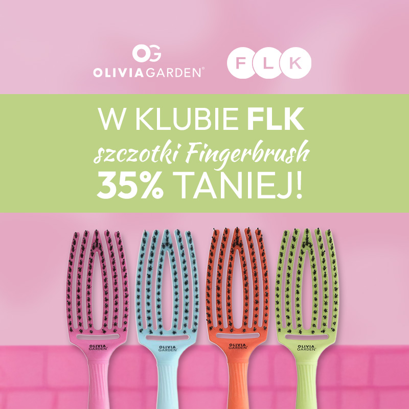 Zdjęcie produktowe prezentujące popularne modele szczotek Olivia Garden. Grafika zawiera informację o rabacie dla członków Klubu Fale Loki Koki.