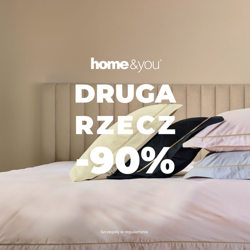 Elegancka sypialnia z pastelową pościelą i poduszkami – promocja Druga Rzecz -90% w home&you Galeria Echo.