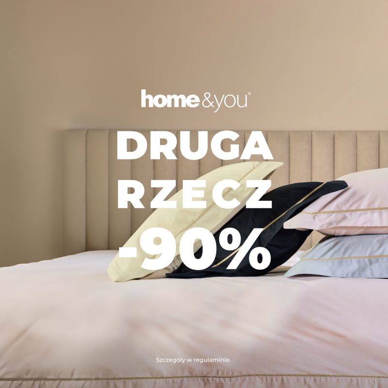 Elegancka sypialnia z pastelową pościelą i poduszkami – promocja Druga Rzecz -90% w home&you Galeria Echo.