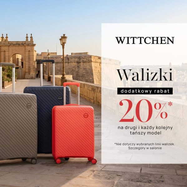 Promocja na walizki w WITTCHEN Galeria Echo Kielce rabat 20 procent na drugi produkt bagażowy